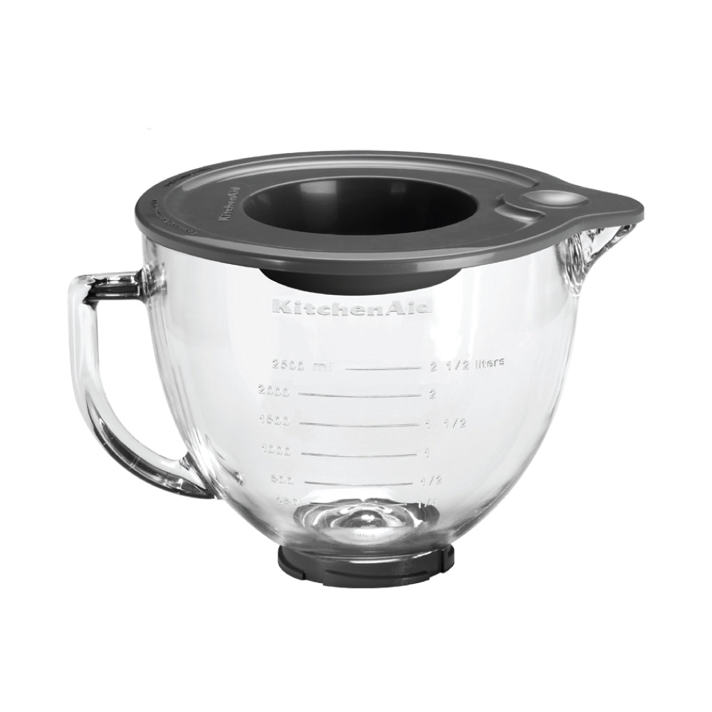 5 Quart Tilt-Head Glass Bowl with Measurement Markings and Lid