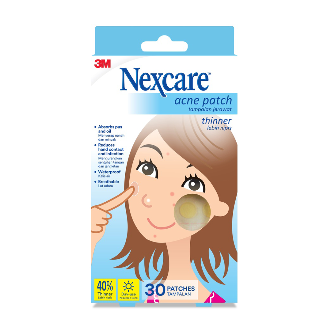 3M Nexcare Acne Patch Thinner - Skincare Acne Treatment Breathable Waterproof Pus and Oil Absorption Patch (30 Pcs/Pack)
