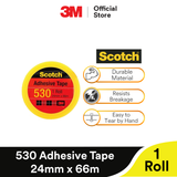 3M Scotch 530 Transparent Cellulose General Use Home Office Stationary Light Duty Tape (24mm x 66m x 1 Roll) (3