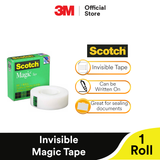 3M Scotch Invisible Matte Magic Tape - Writable Paper Mending Photo Safe Adhesive Stationary Tape (19mm x 32.9m) (1 Roll)