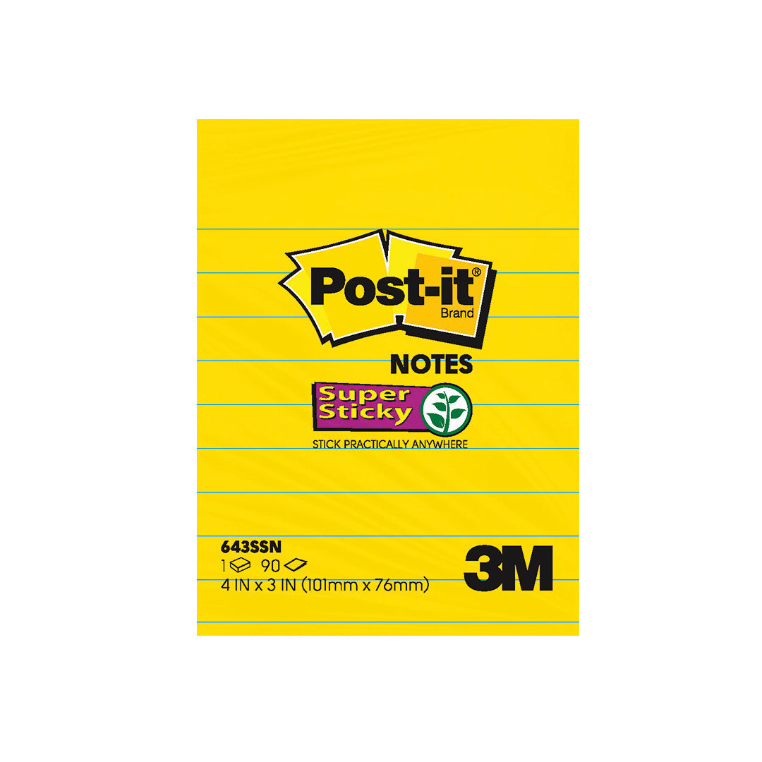 3M Post-it Super Sticky Lined Notes [90s/pad] - Yellow