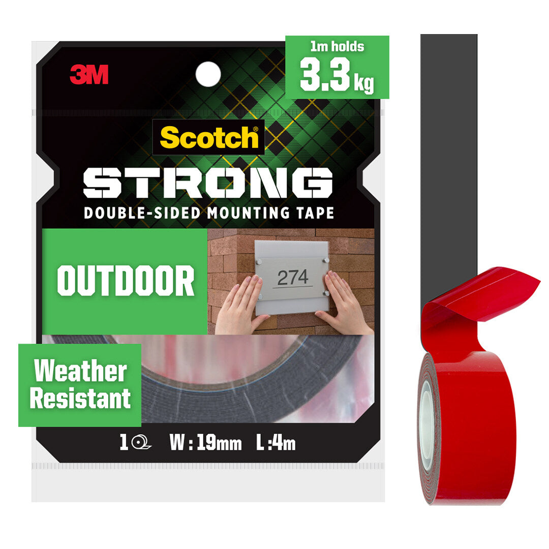 3M Scotch Outdoor Double-Sided Permanent Mounting Multipurpose Function & Usage Acrylic Foam Tape (19mm X 4m) (1 Roll)