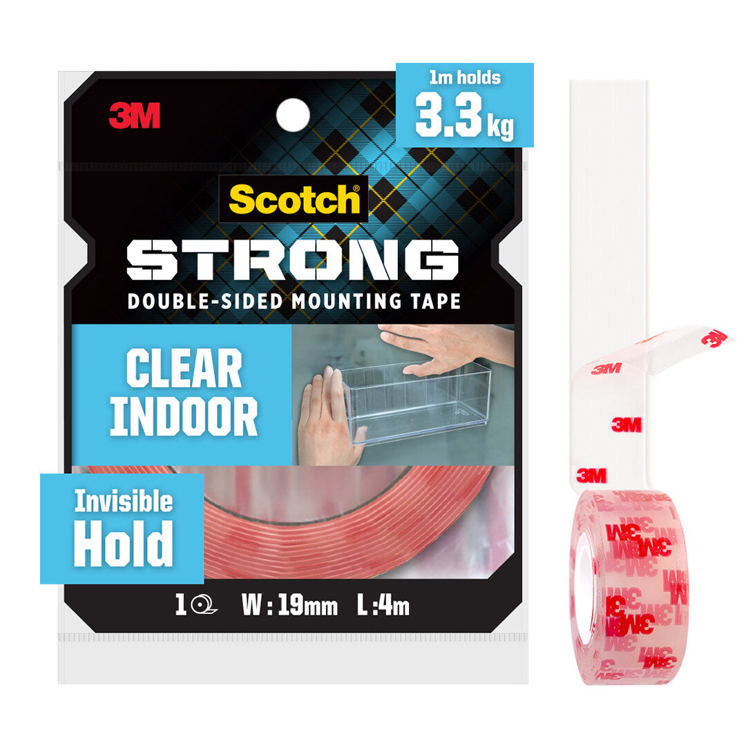 3M Scotch Clear Double-Sided Permanent Mounting Multipurpose Function & Usage Acrylic Foam Tape (19mm X 4m) (1 Roll)