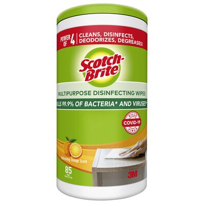 3M Scotch Brite Multipurpose Disinfecting Antiviral Antibacterial Wipes - Kills SARS-CoV-2 Scented Household Wipes (85s)