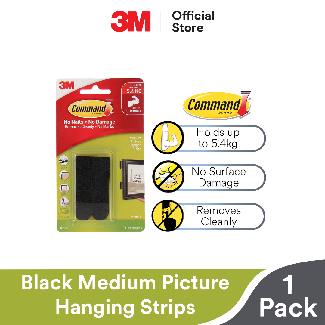 Medium Black Command Picture Hanging Strips (4)