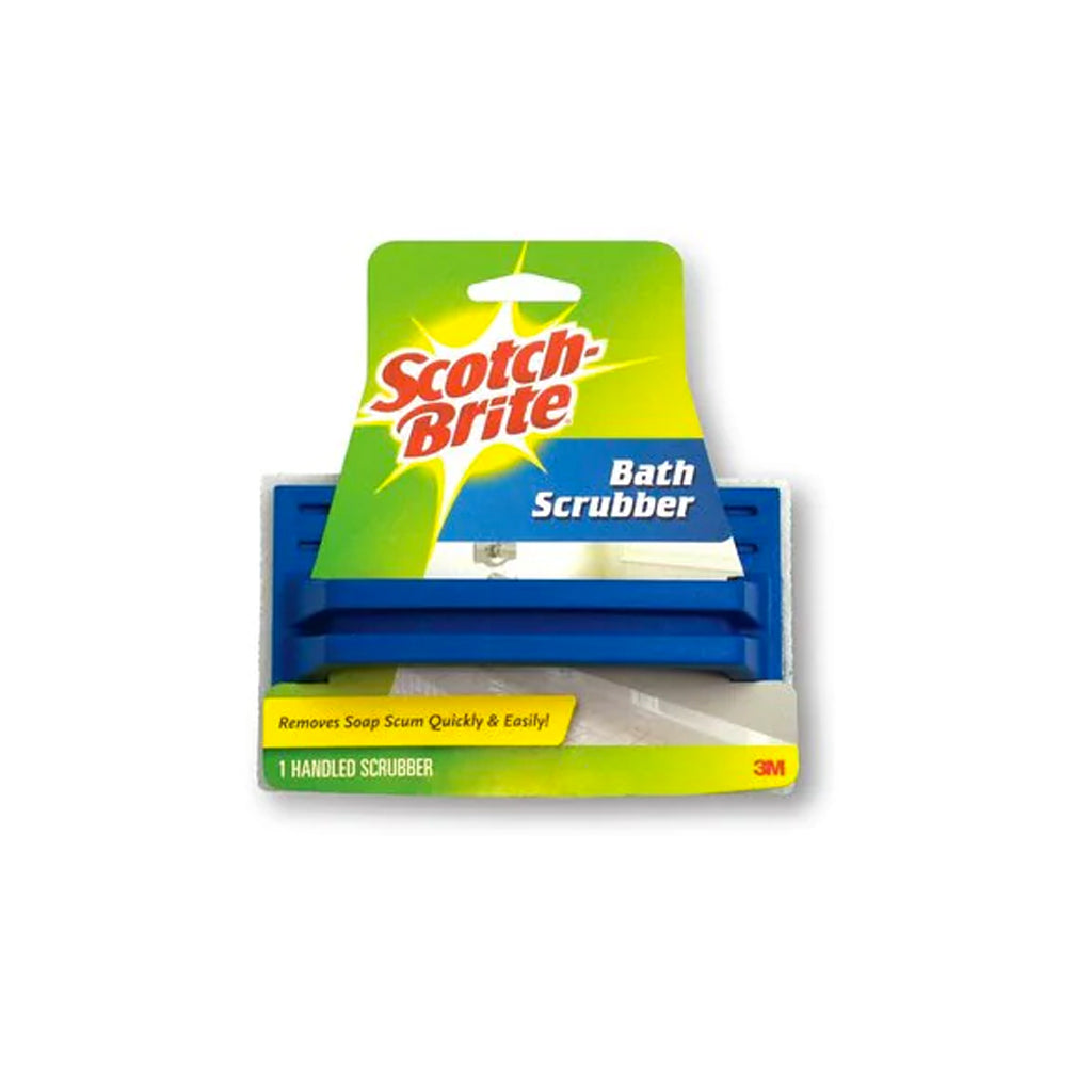 3M Scotch Brite Bath Scrub Pad with Handle - Light Duty Household Scratch Resistant Floor Cleaning Scrub (1 Pc/Pack)