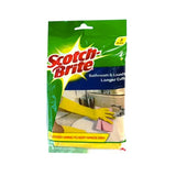 3M Scotch Brite Latex Bathroom & Laundry Gloves - Non Slip Long Cuff Cleaning Gloves (1 Pc/Pack)