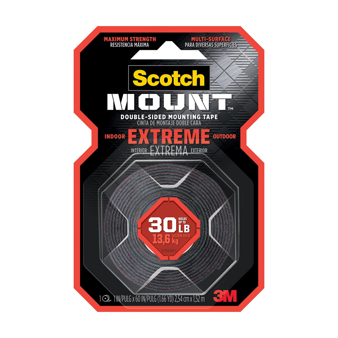 3M Scotch Extreme Permanent Mounting Multipurpose Weather Resistant Double-sided Acrylic Foam Tape (25.4mm X 1.52m) (1 Roll)