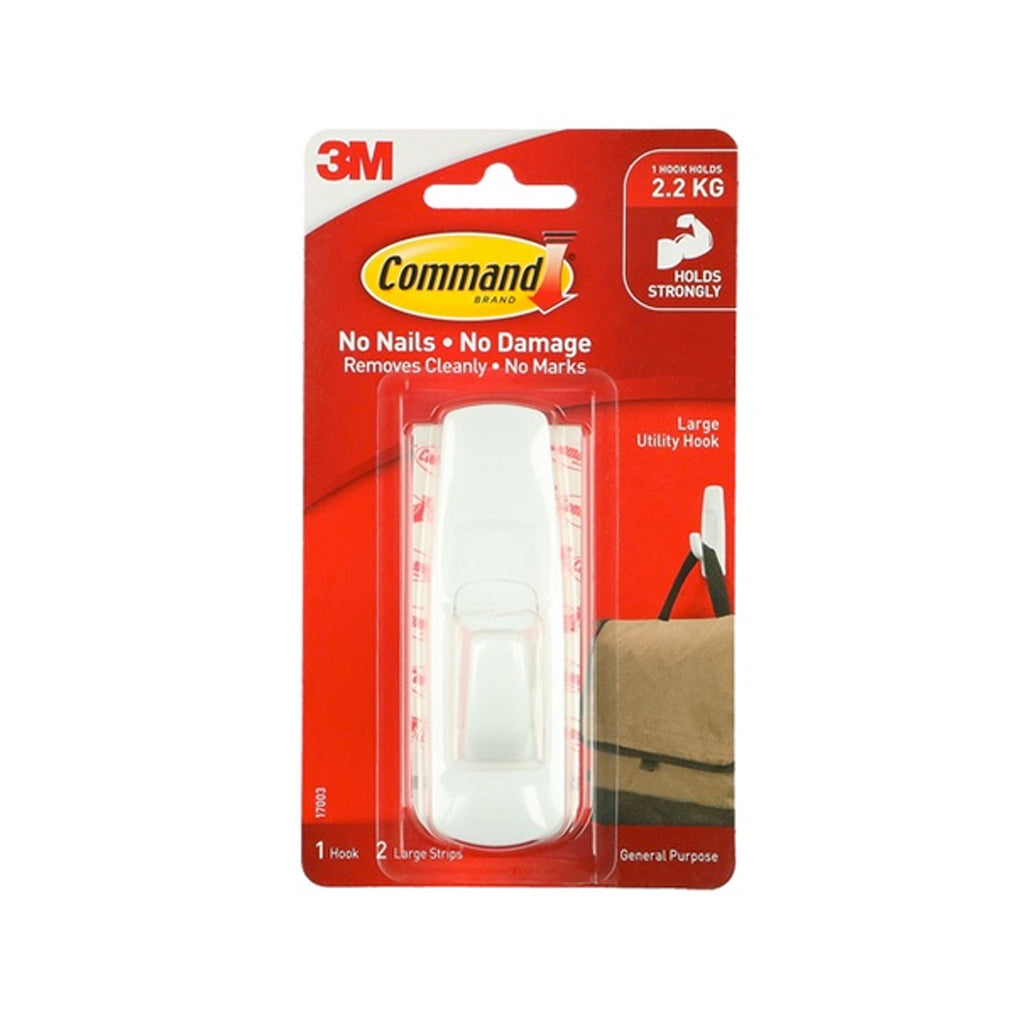 3M Command Large Utility Hook - Damage Free Removable w/ Strong Adhesive (Holds up to 2.2kg) [1 pc/pck]